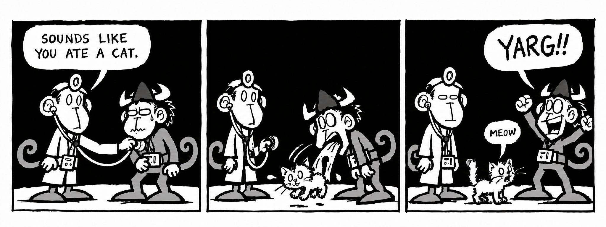 Kamikaze Monkeys of America comic strip: Cats. Delicious.